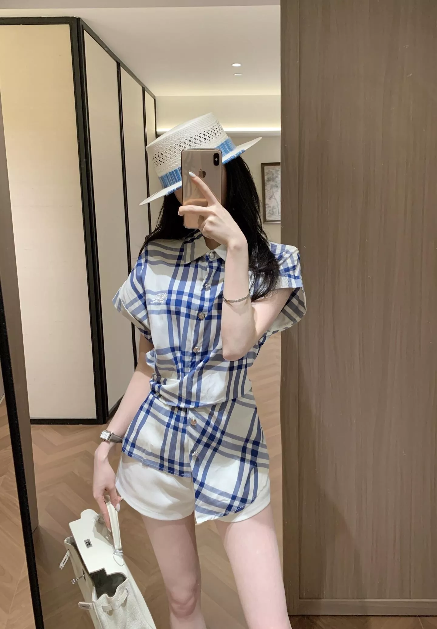 버버리 자수 체크 허리 스트랩 셔츠 상세 이미지 25