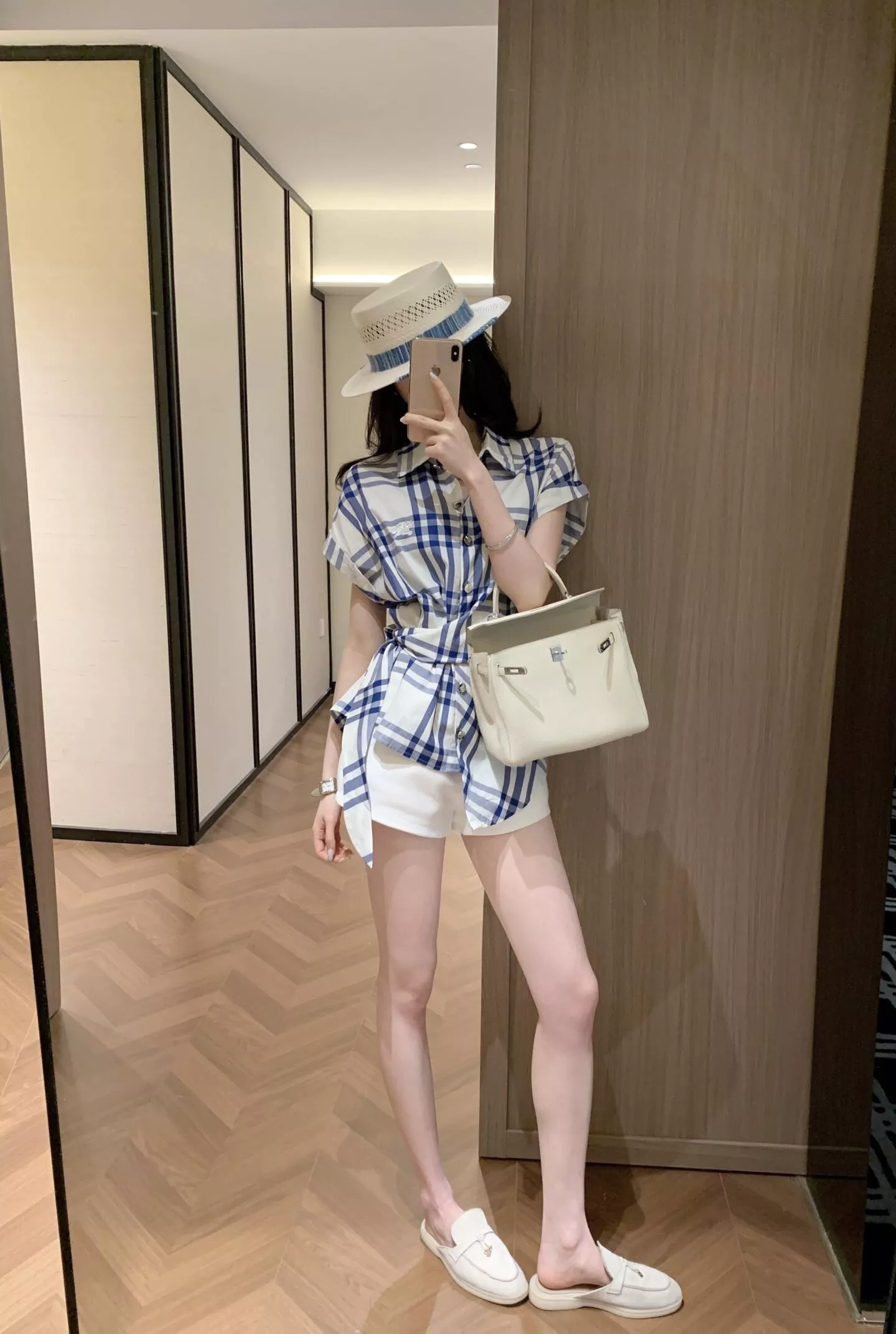 버버리 자수 체크 허리 스트랩 셔츠 상세 이미지 31