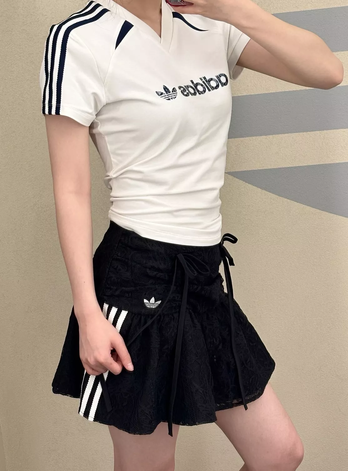 아디다스 리본 포인트 삼선 레이스 스커트 상세 이미지 22
