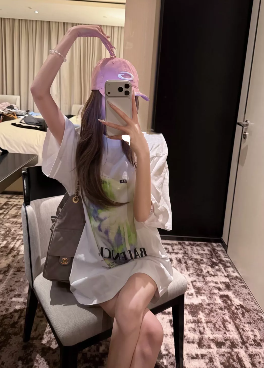 발렌시아가 럭키 그린 팜트리 타이다이 프린트 탑 상세 이미지 29