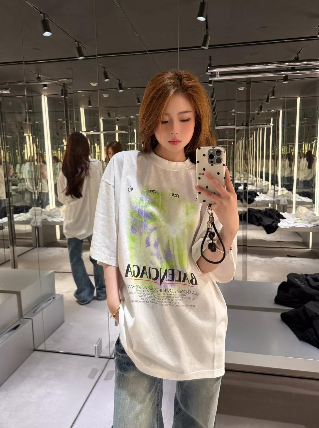 발렌시아가 럭키 그린 팜트리 타이다이 프린트 탑 상세 이미지 19