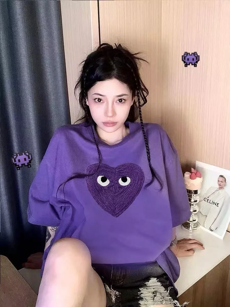 꼼데가르송 하트 포인트 워싱 퍼플 반팔 티 상세 이미지 24
