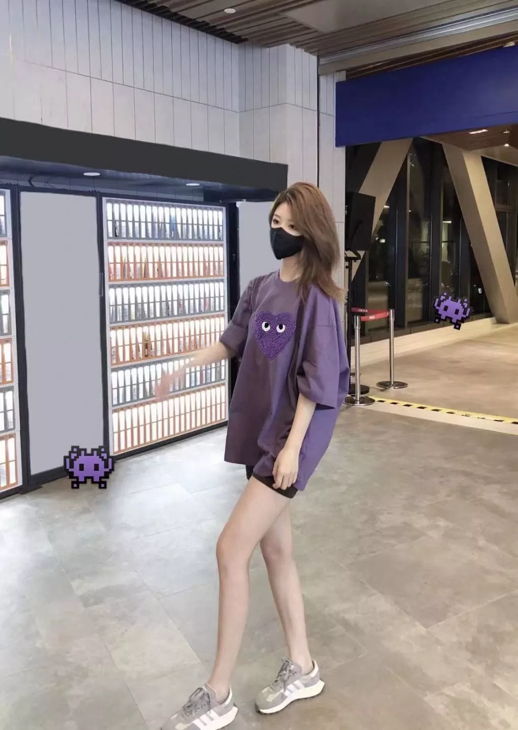 꼼데가르송 하트 포인트 워싱 퍼플 반팔 티 상세 이미지 21