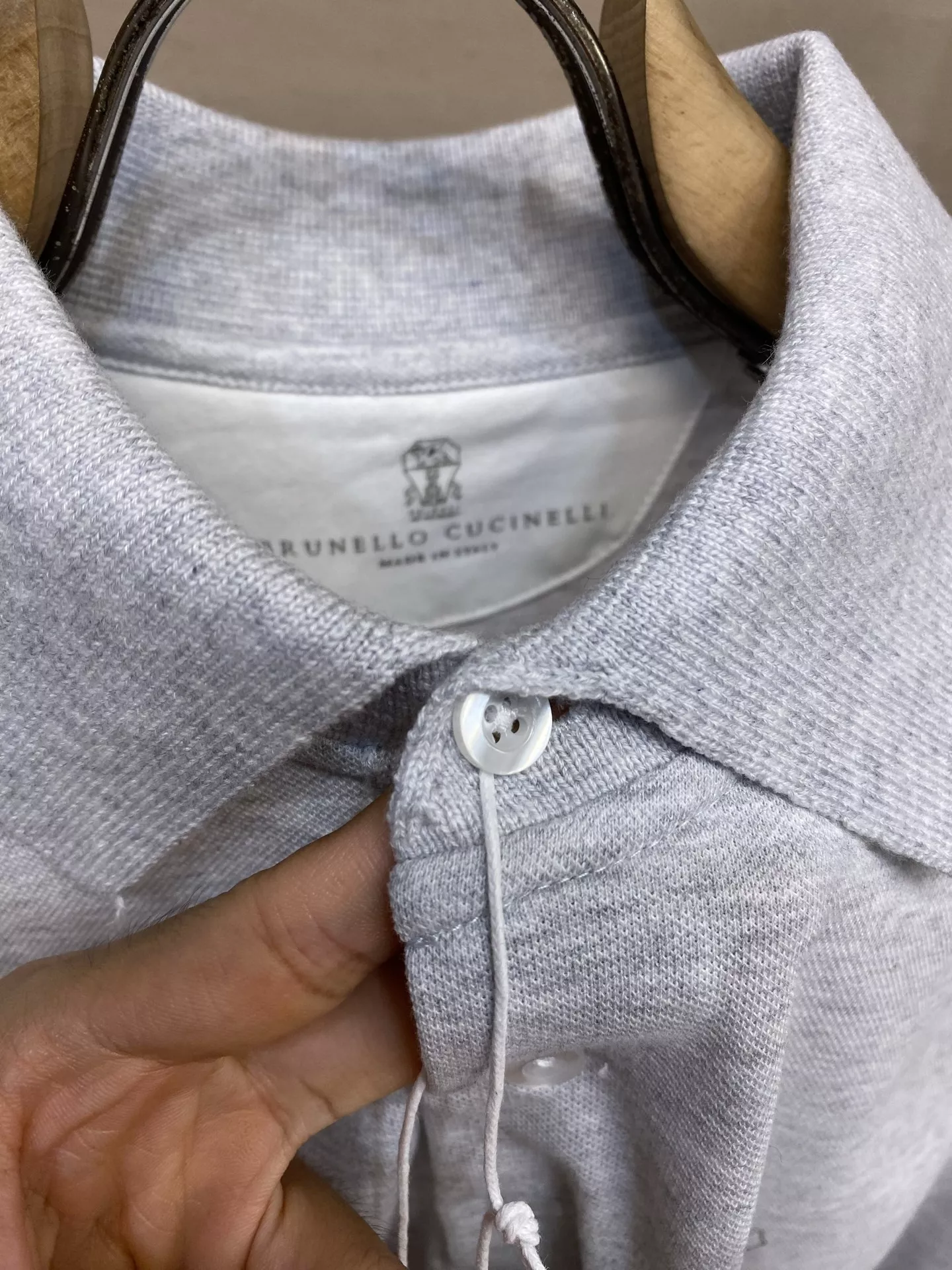 브루넬로쿠치넬리 벌집 조직 코튼 폴로 반소매 상의 상세 이미지 5