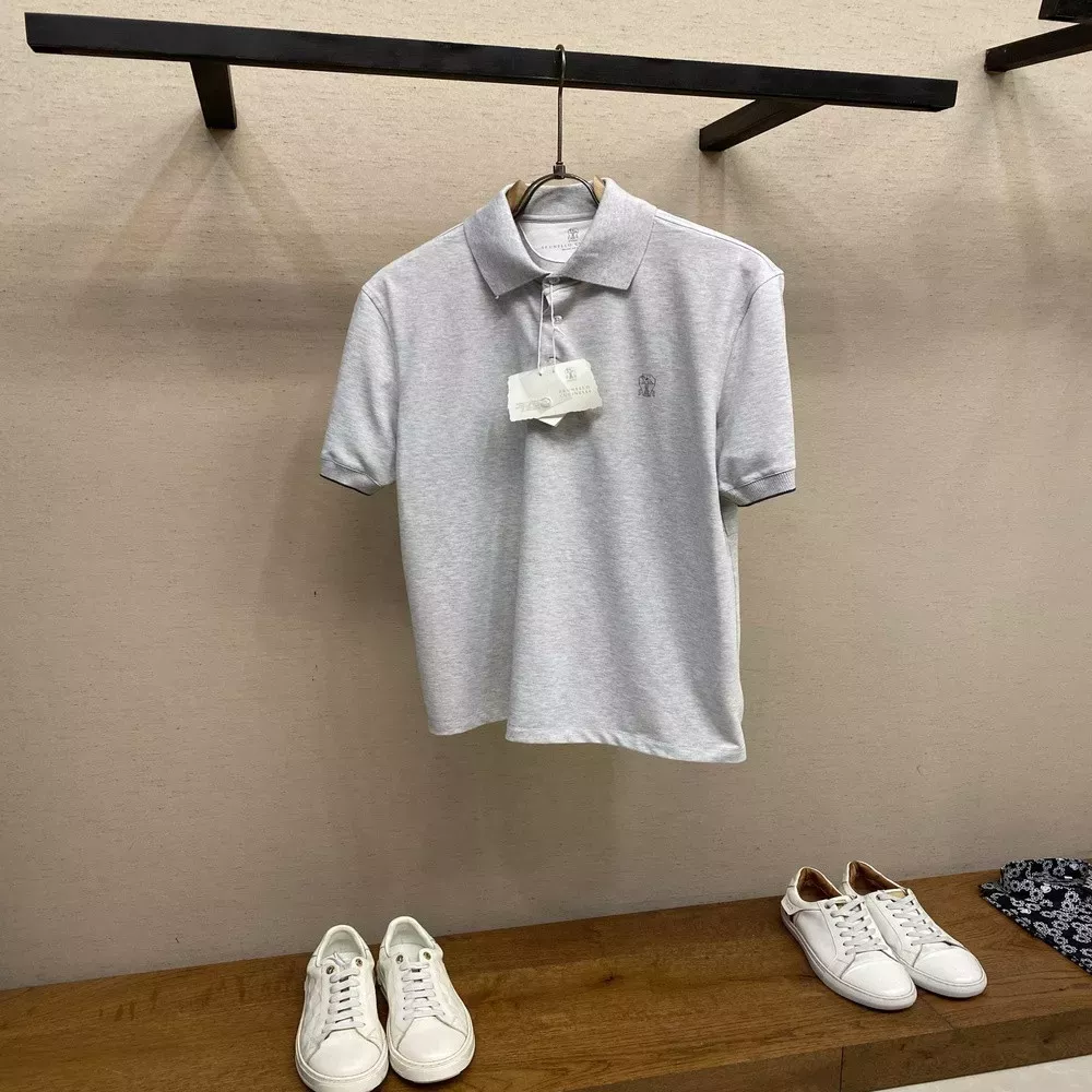 브루넬로쿠치넬리 벌집 조직 코튼 폴로 반소매 상의