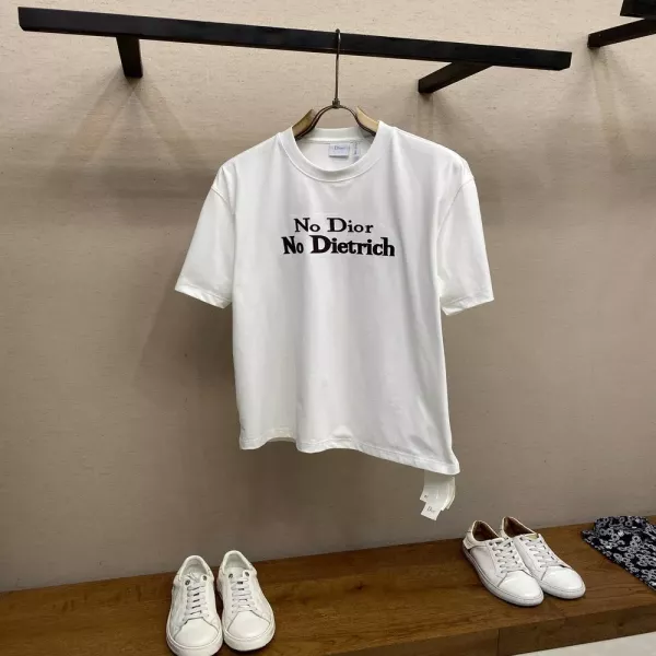 디올 노 디올 자수 포인트 루즈핏 반팔 탑