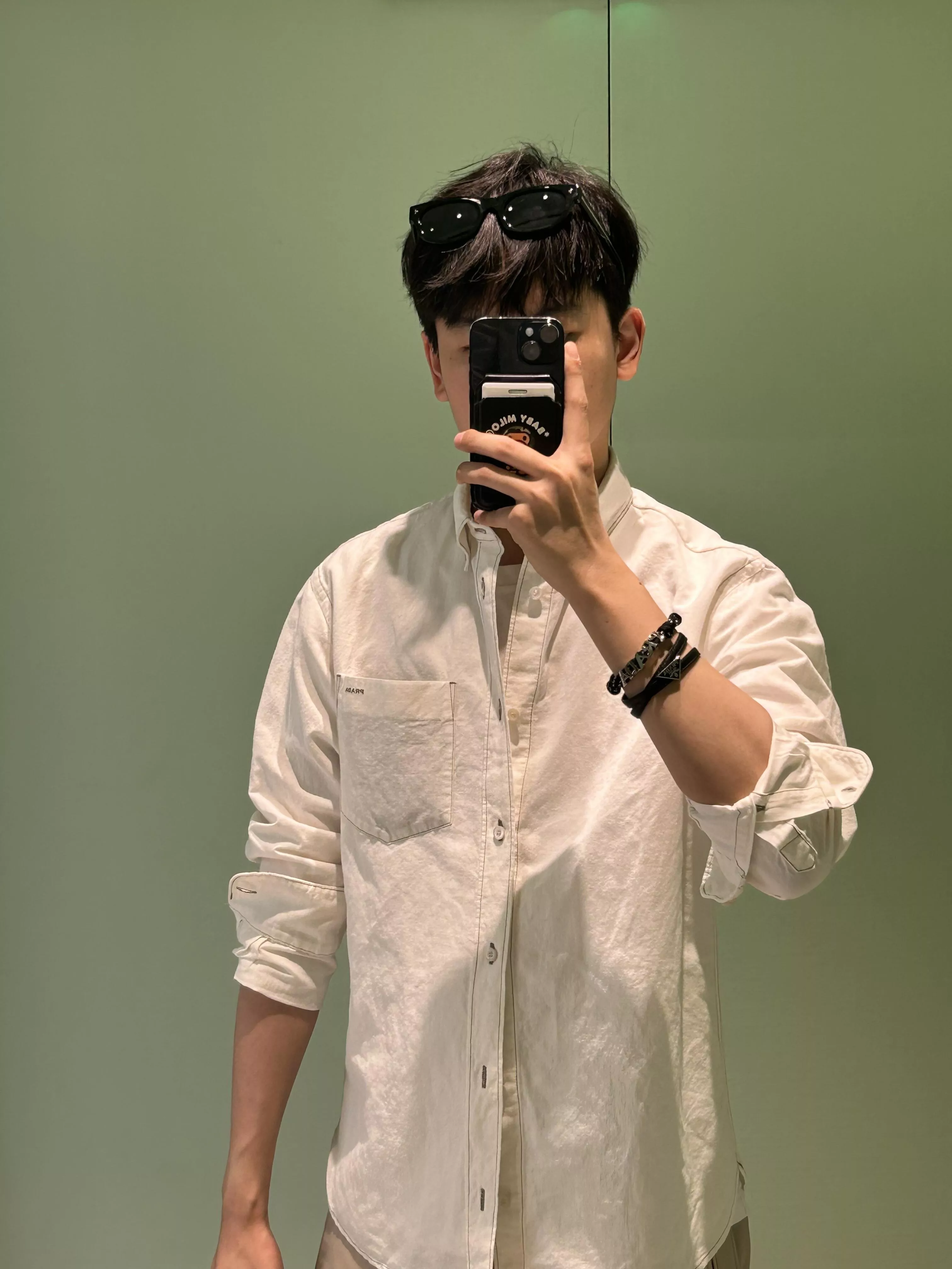 프라다 샴브레이 코튼 셔츠 상세 이미지 18