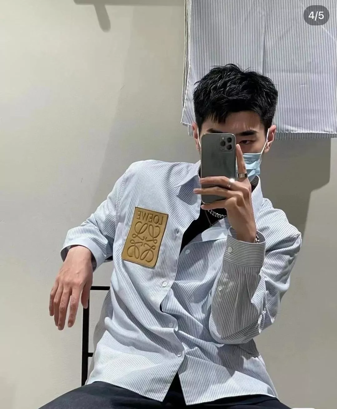 로에베 코튼 스트라이프 버튼 셔츠 상세 이미지 29