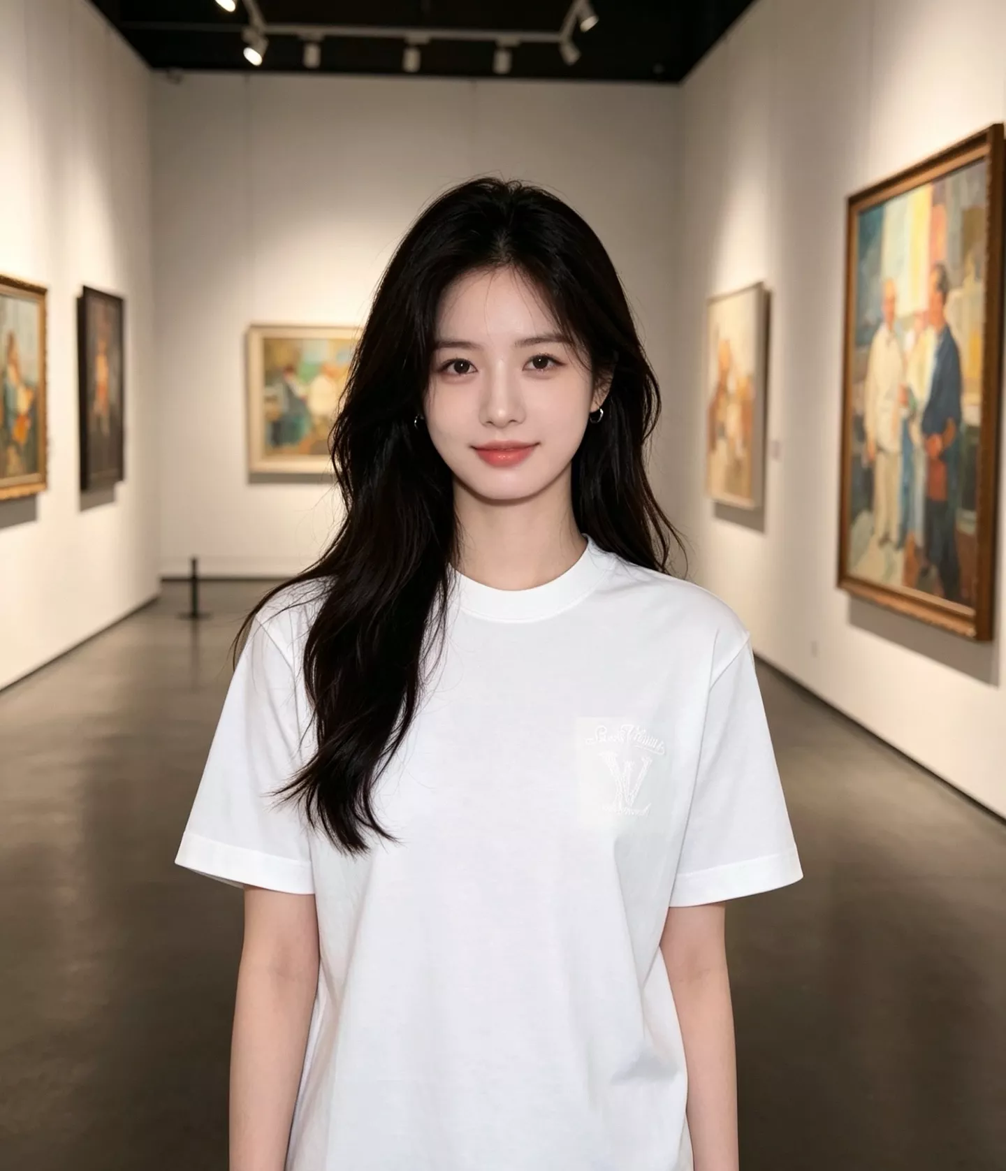 루이비통 백 자수 포인트 라운드 반팔 상의 상세 이미지 12