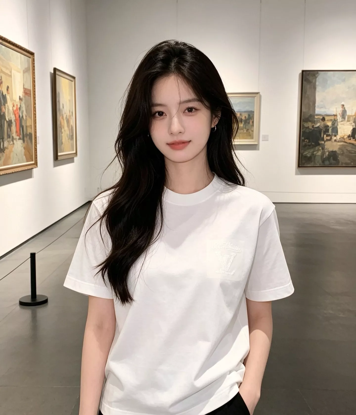 루이비통 백 자수 포인트 라운드 반팔 상의 상세 이미지 13