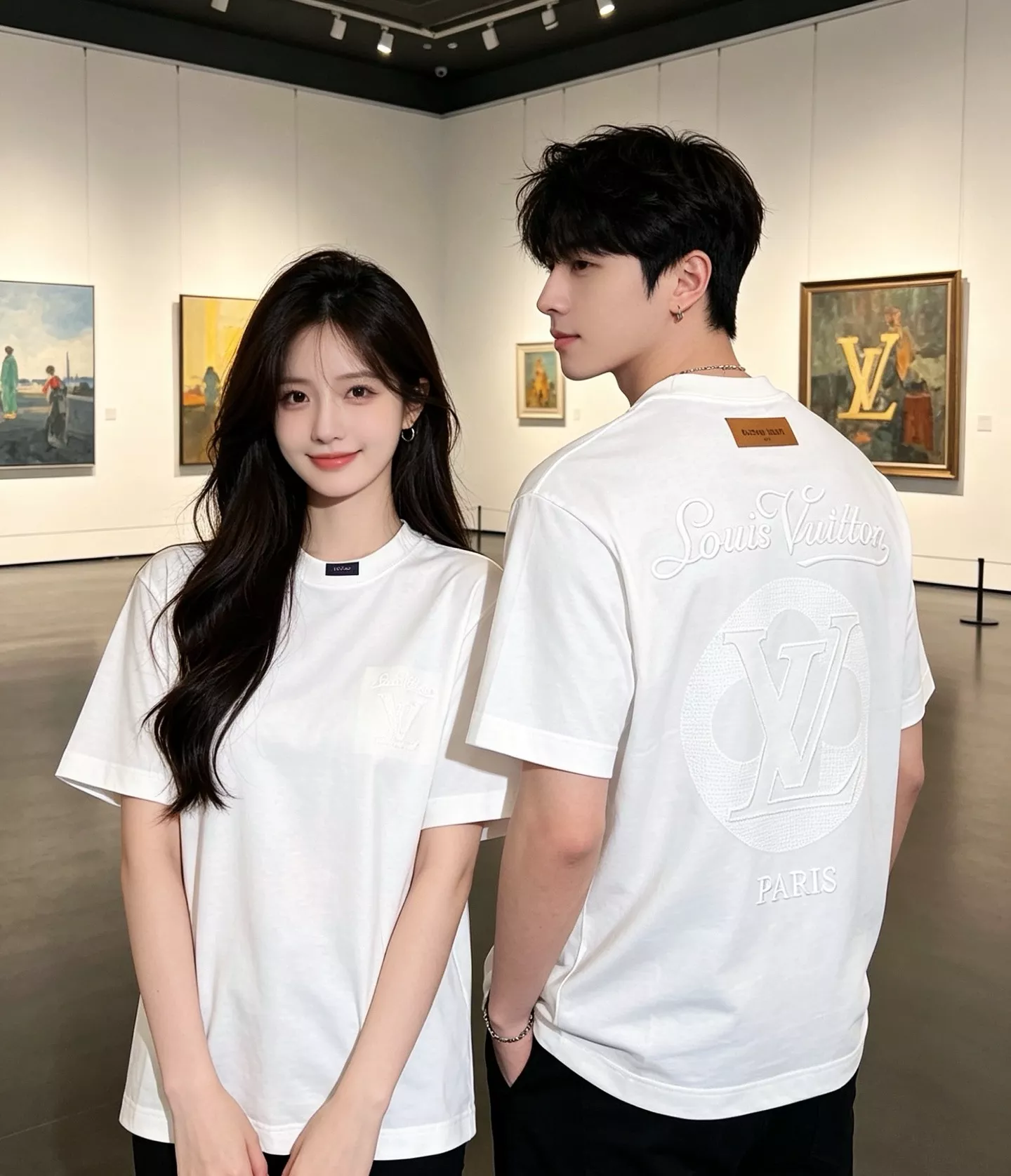 루이비통 백 자수 포인트 라운드 반팔 상의 상세 이미지 18