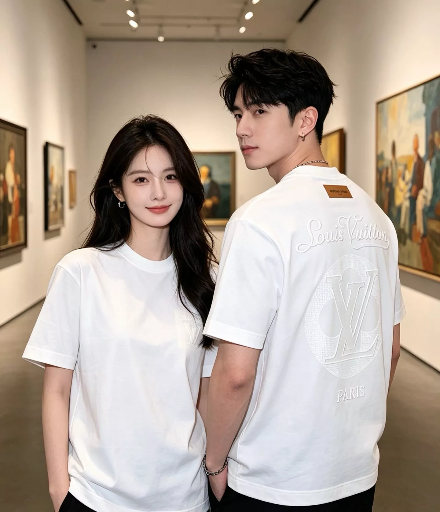 루이비통 백 자수 포인트 라운드 반팔 상의 상세 이미지 17
