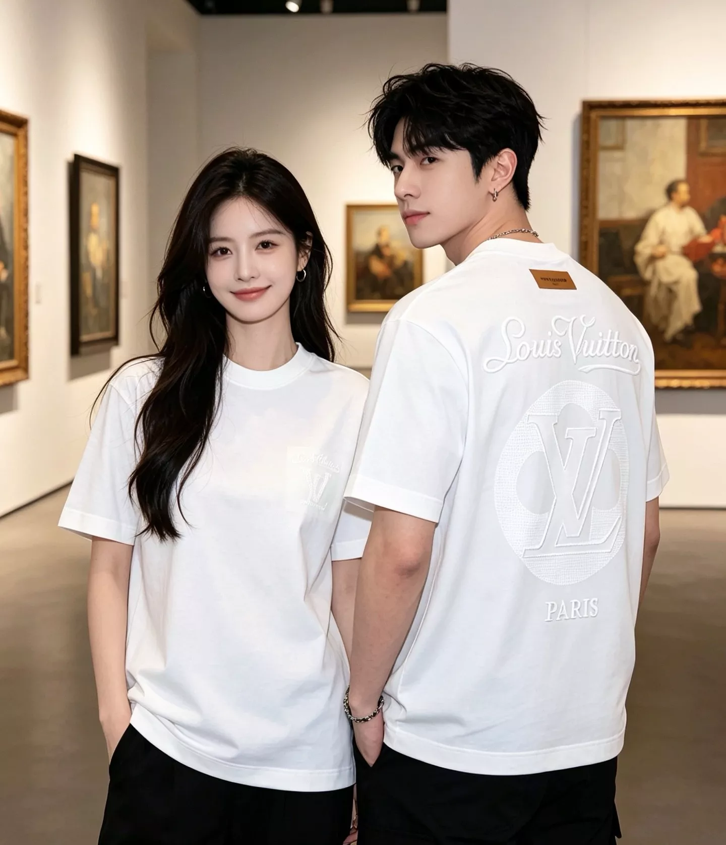 루이비통 백 자수 포인트 라운드 반팔 상의 상세 이미지 19