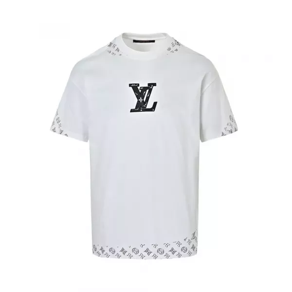 루이비통 가죽 로고 자수 반팔 탑