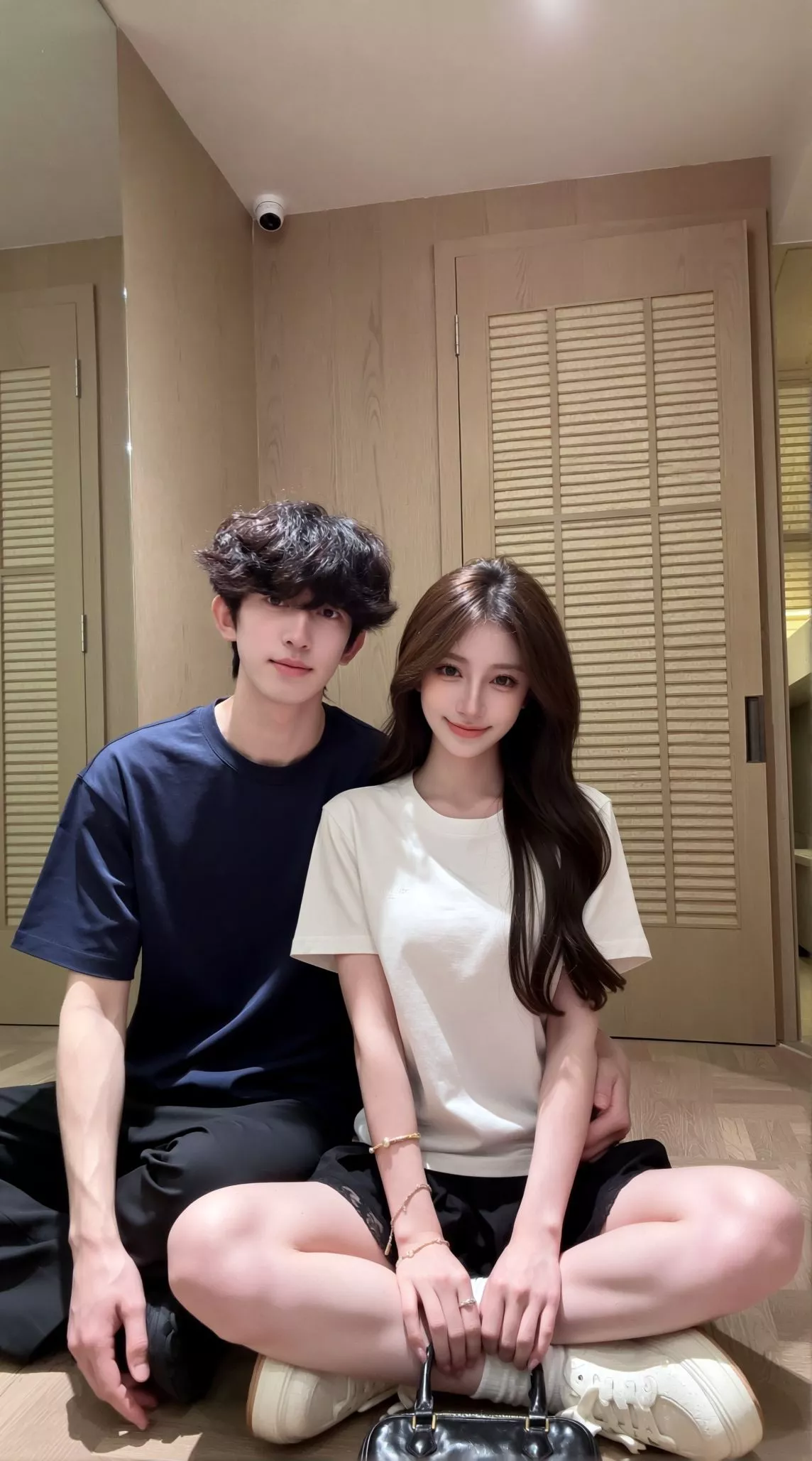 루이비통 가슴 로고 자수 라운드 반팔 탑 상세 이미지 12
