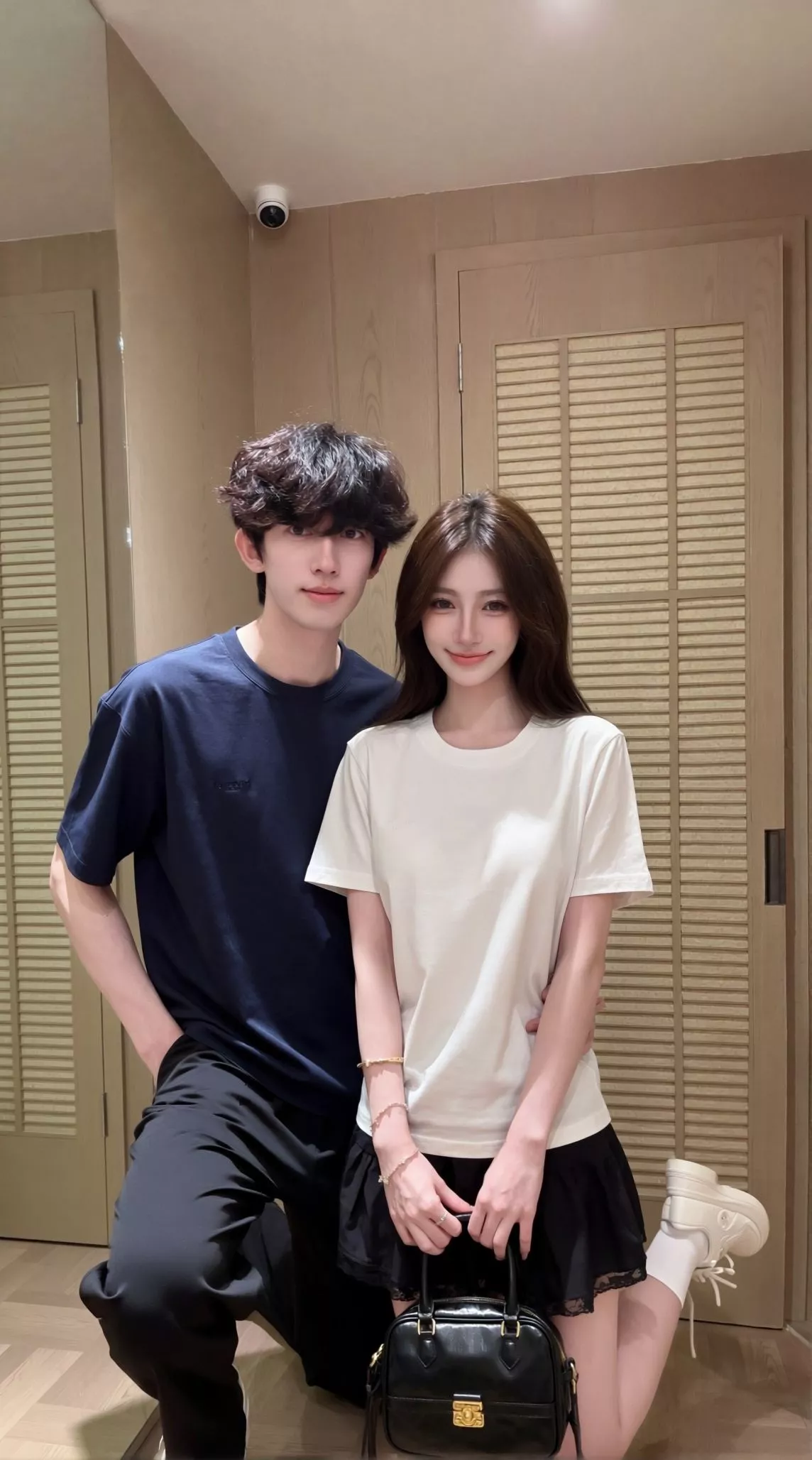 루이비통 가슴 로고 자수 라운드 반팔 탑 상세 이미지 11
