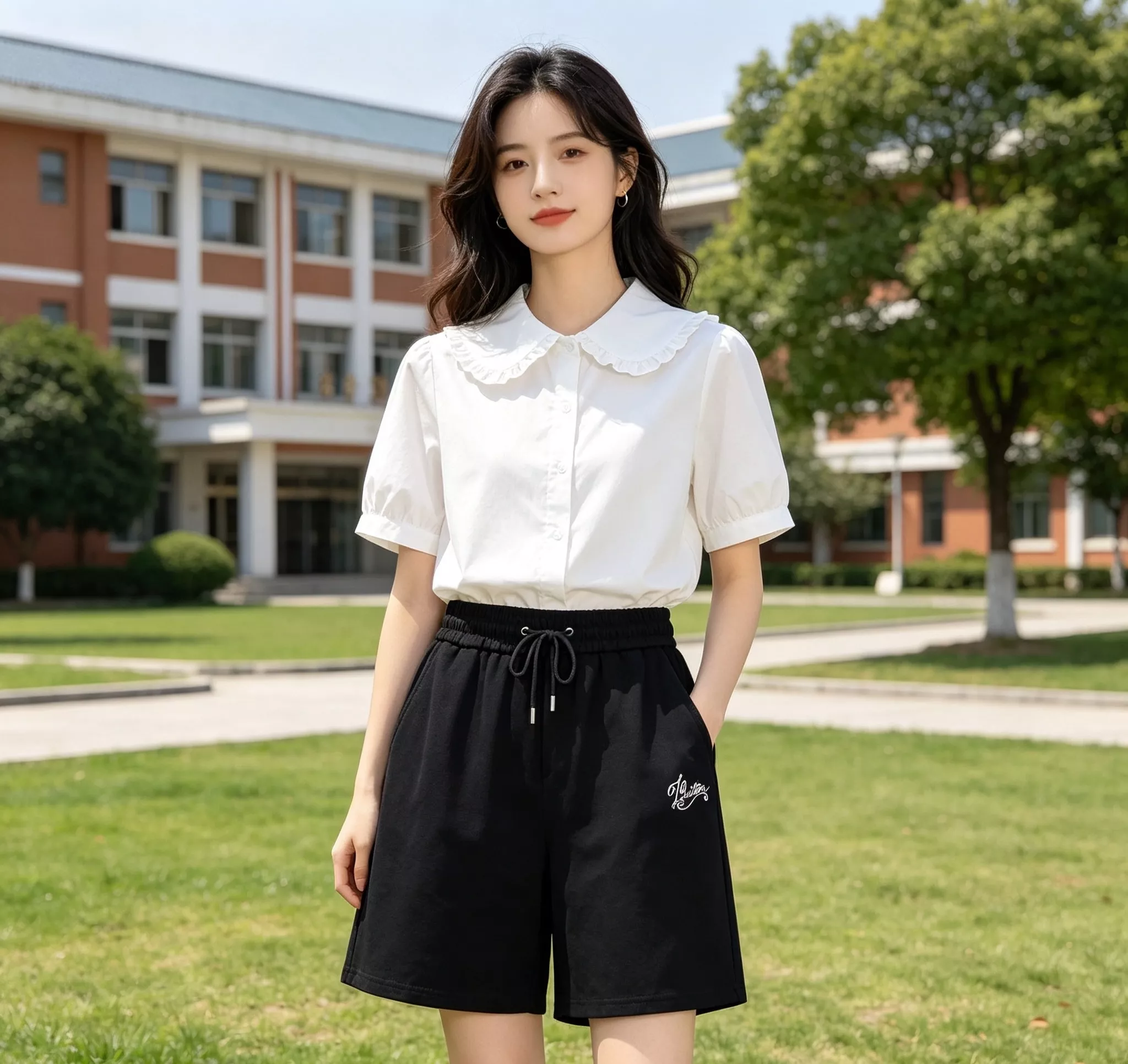 루이비통 시그니처 자수 로고 반바지 상세 이미지 13