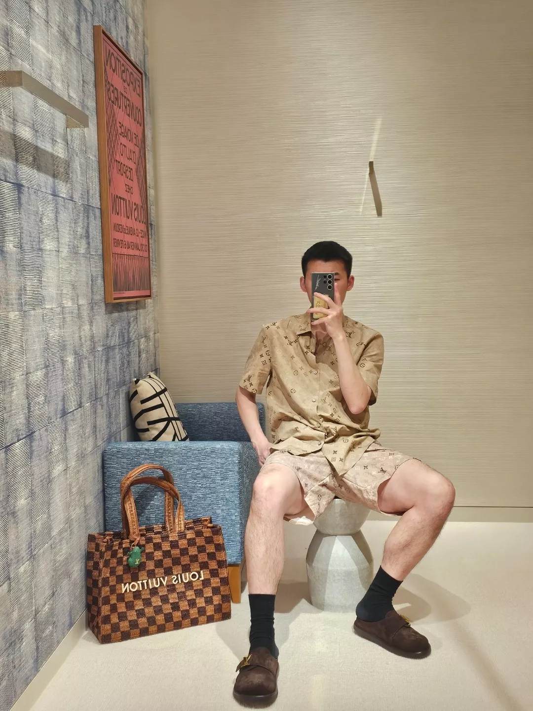 루이비통 모노그램 프린트 밴딩 비치 쇼츠 상세 이미지 13
