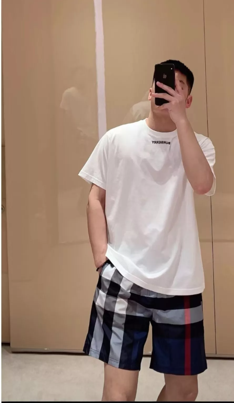 버버리 체크 패턴 메쉬 안감 드로스트링 쇼츠 상세 이미지 18