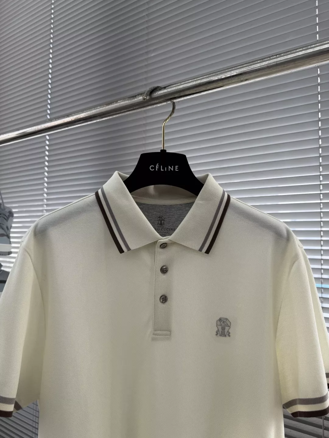 브루넬로쿠치넬리 자수 로고 포인트 피케 폴로 상의 상세 이미지 2