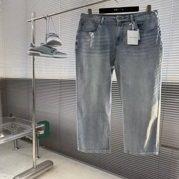 발렌티노 연청 워싱 와이드 데님 바지