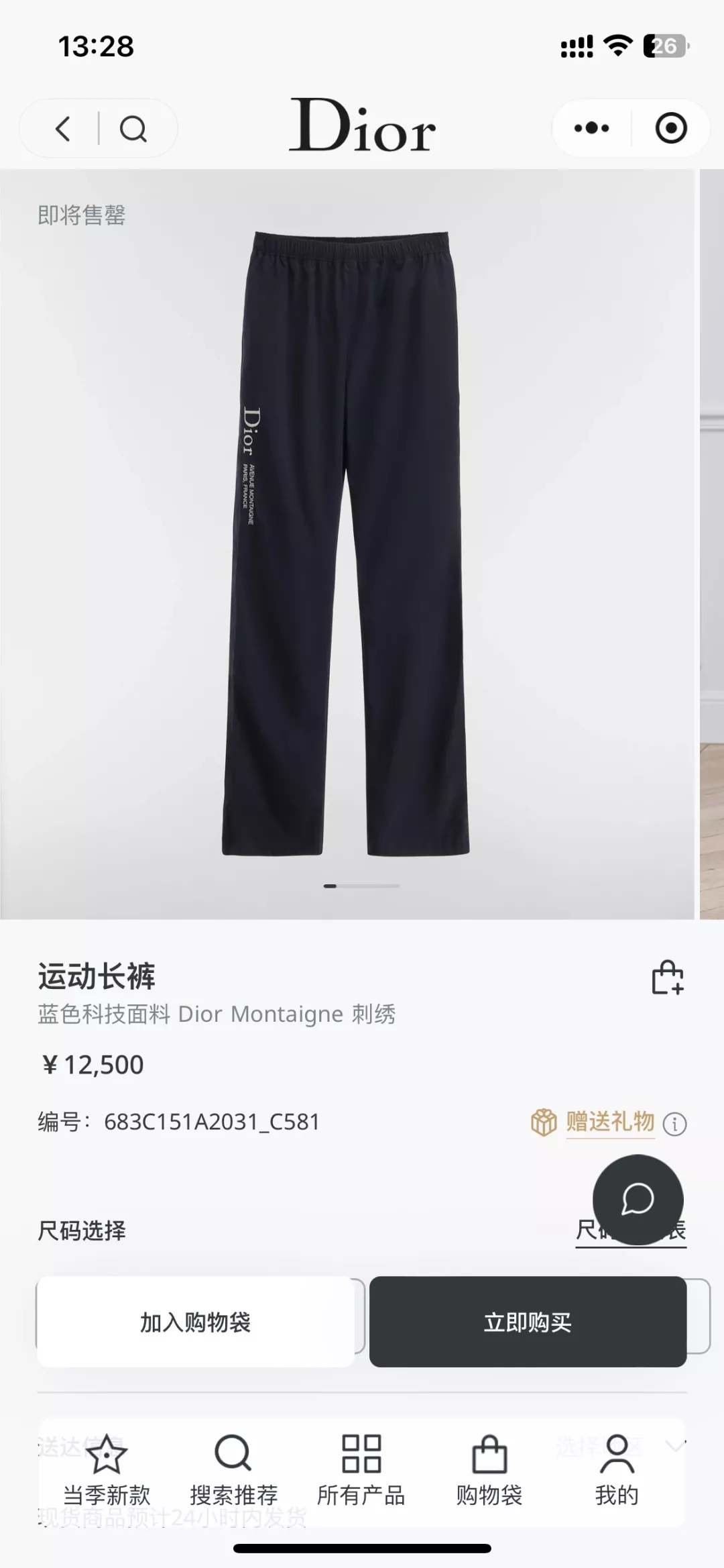 디올 블루 테크 원단 드로스트링 팬츠 상세 이미지 27
