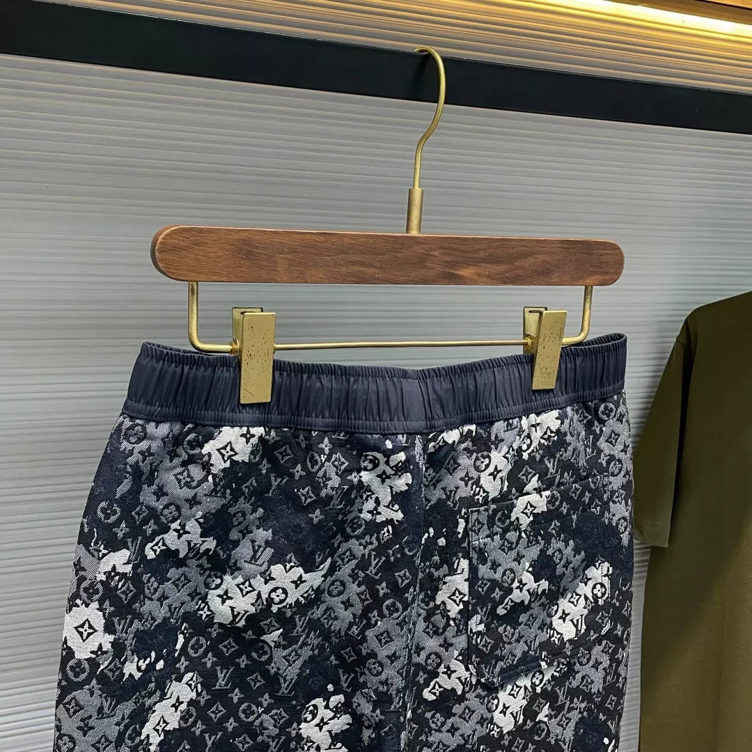 루이비통 자카드 카모 패턴 드로스트링 데님 쇼츠 상세 이미지 8
