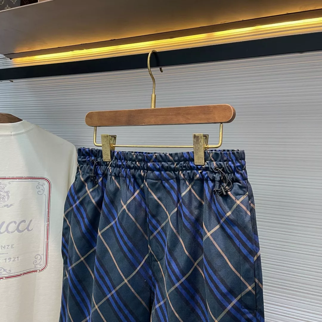 버버리 클래식 블루 체크 반바지 상세 이미지 3