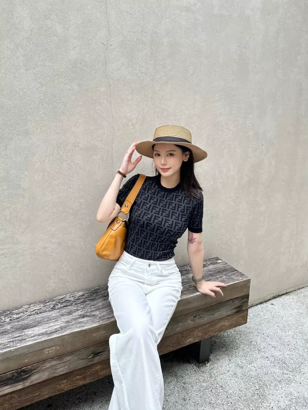 펜디 FF 자카드 슬림 반팔 탑 상세 이미지 23