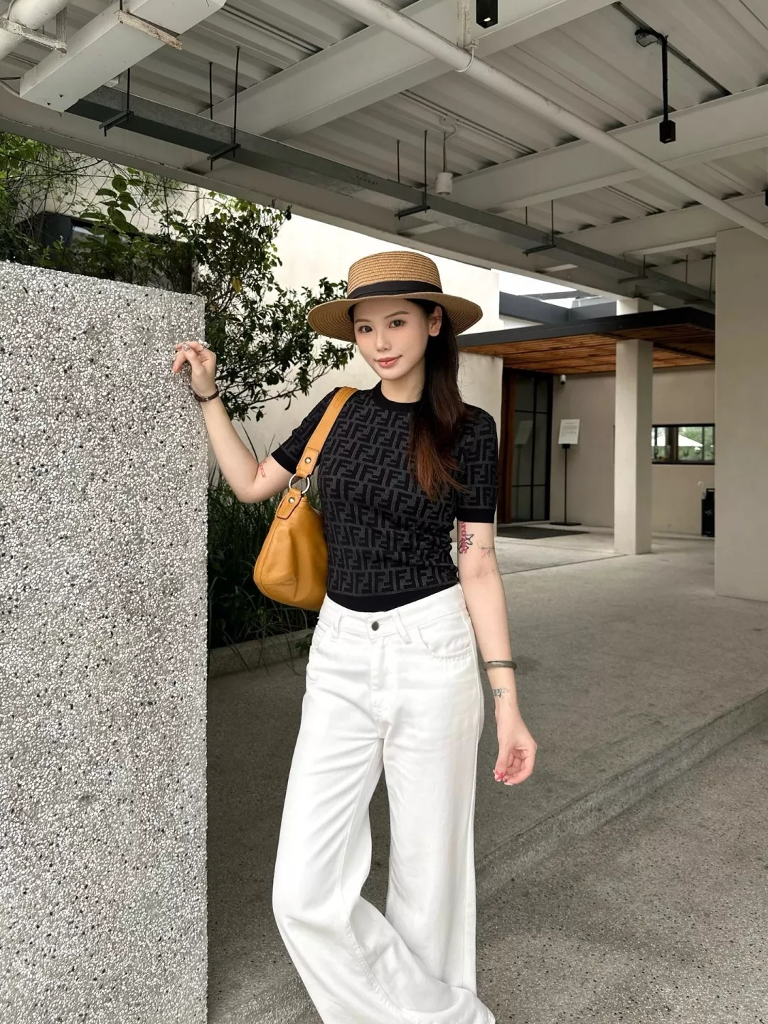 펜디 FF 자카드 슬림 반팔 탑 상세 이미지 22