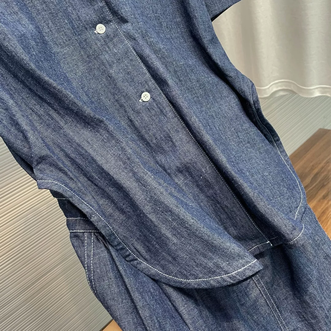 프라다 메탈 삼각 로고 데님 쇼츠 올인원 상세 이미지 6