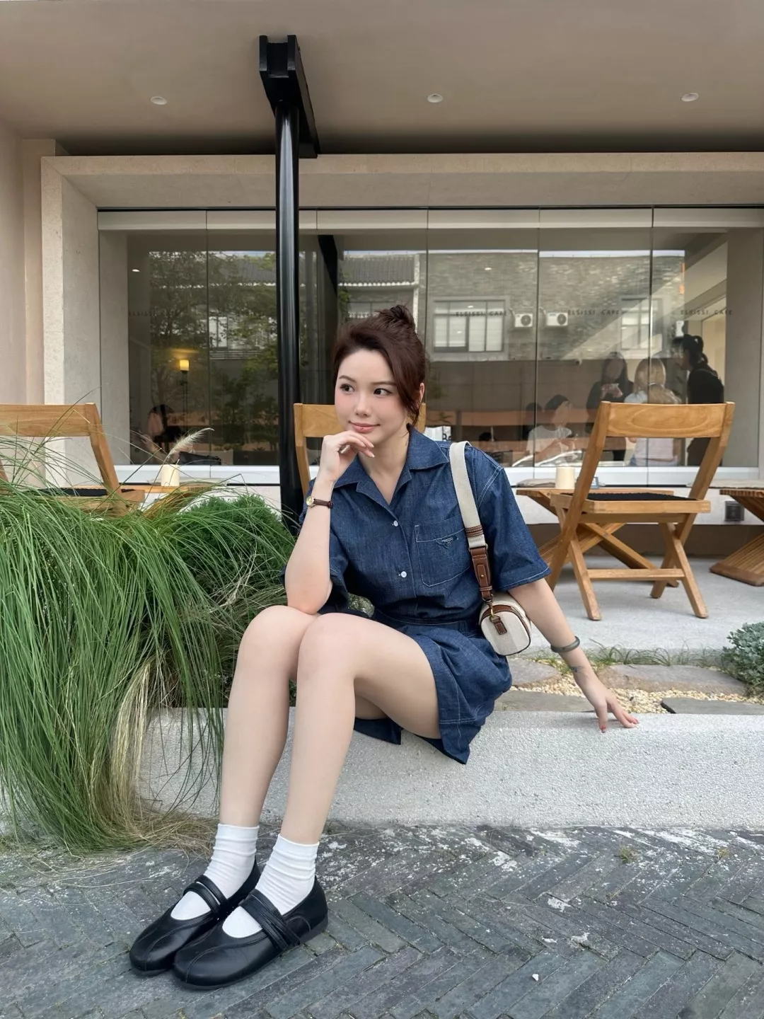 프라다 메탈 삼각 로고 데님 쇼츠 올인원 상세 이미지 26