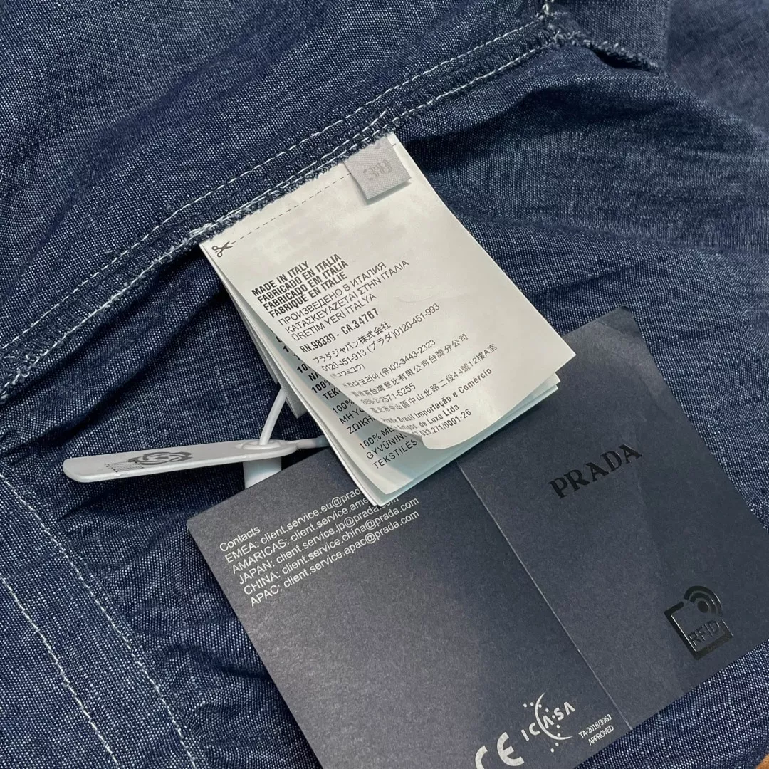 프라다 메탈 삼각 로고 데님 쇼츠 올인원 상세 이미지 17