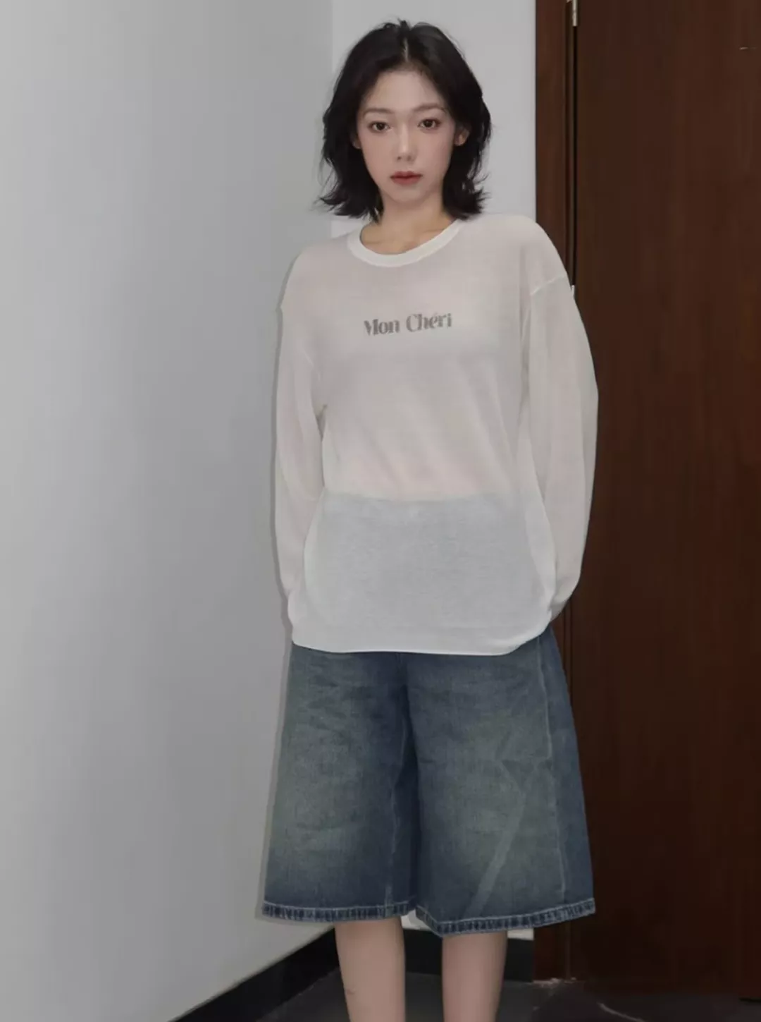 모앤코 텐셀 혼방 레터링 루즈핏 상의 상세 이미지 18