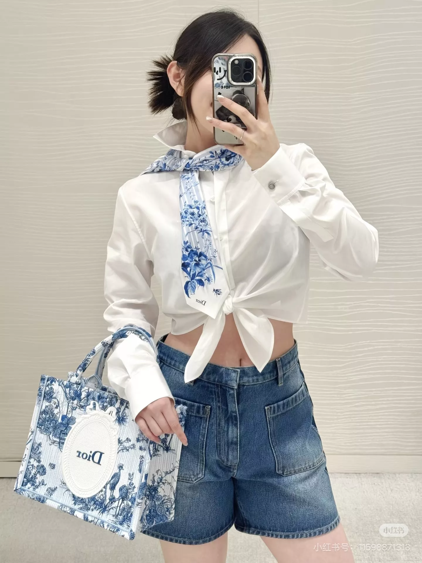 디올 하이웨이스트 워싱 데님 쇼츠 상세 이미지 28