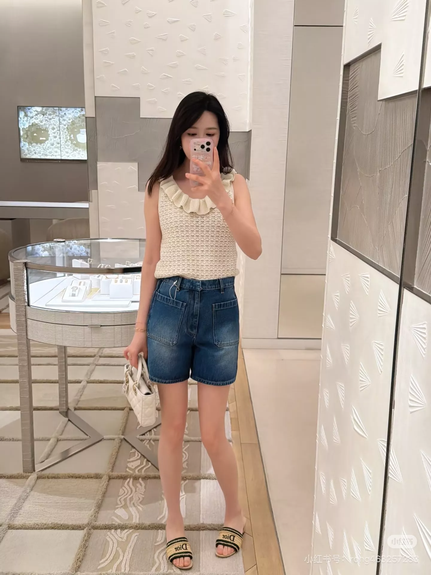 디올 하이웨이스트 워싱 데님 쇼츠 상세 이미지 22