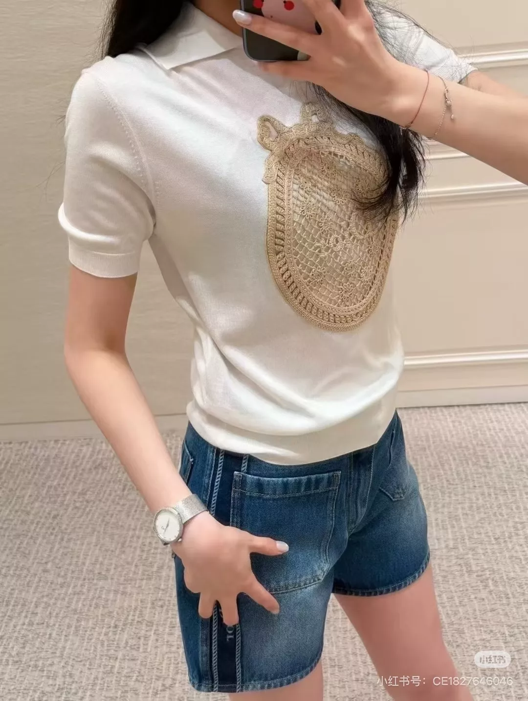 디올 하이웨이스트 워싱 데님 쇼츠 상세 이미지 24