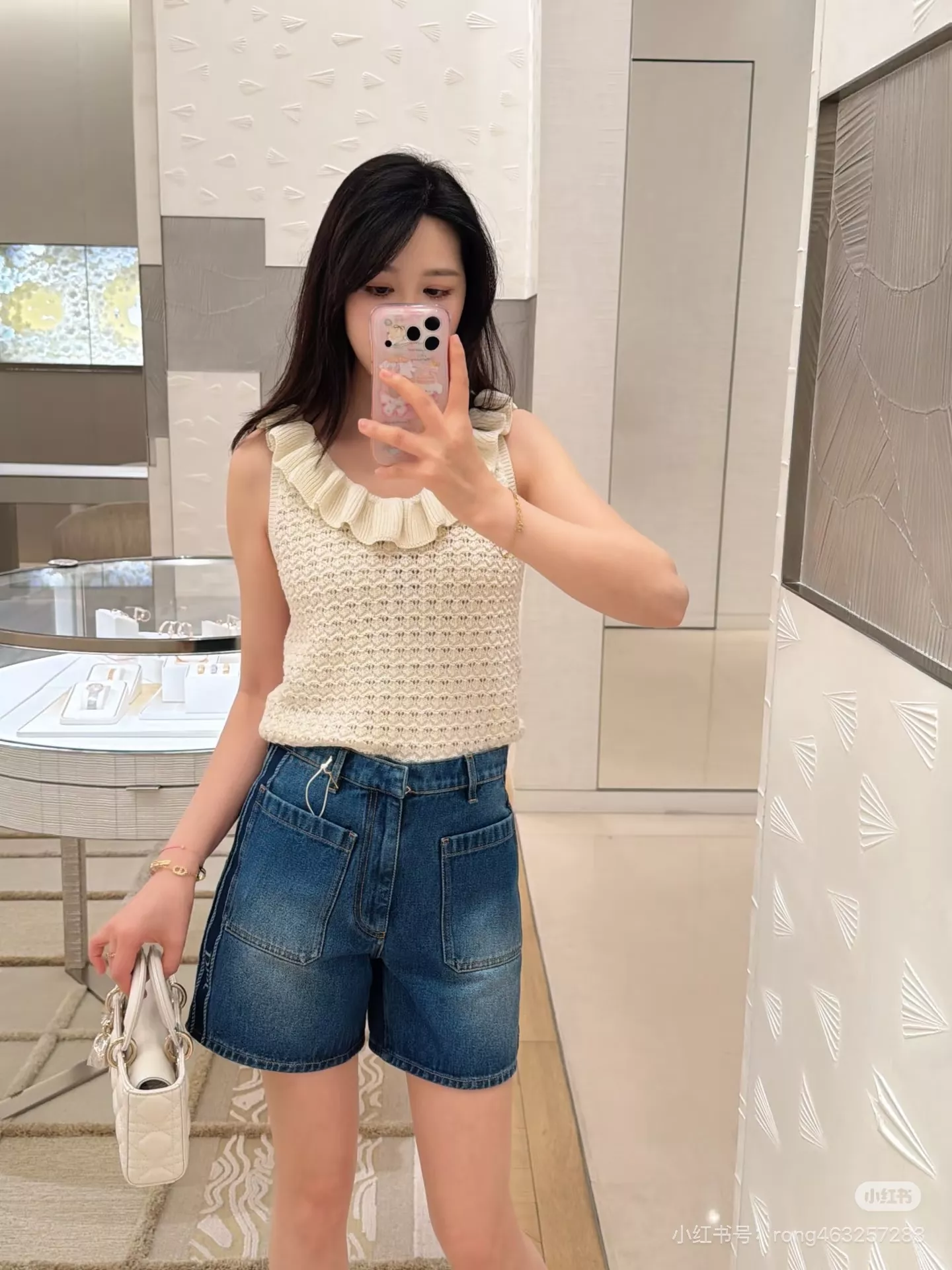 디올 하이웨이스트 워싱 데님 쇼츠 상세 이미지 20