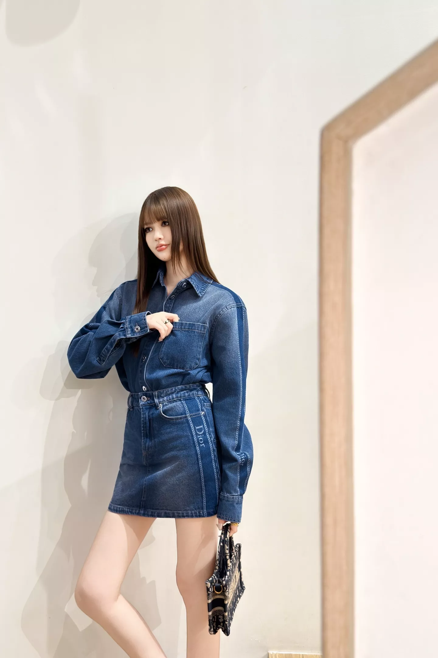 디올 워시드 코튼 카라 데님 남방 상세 이미지 30