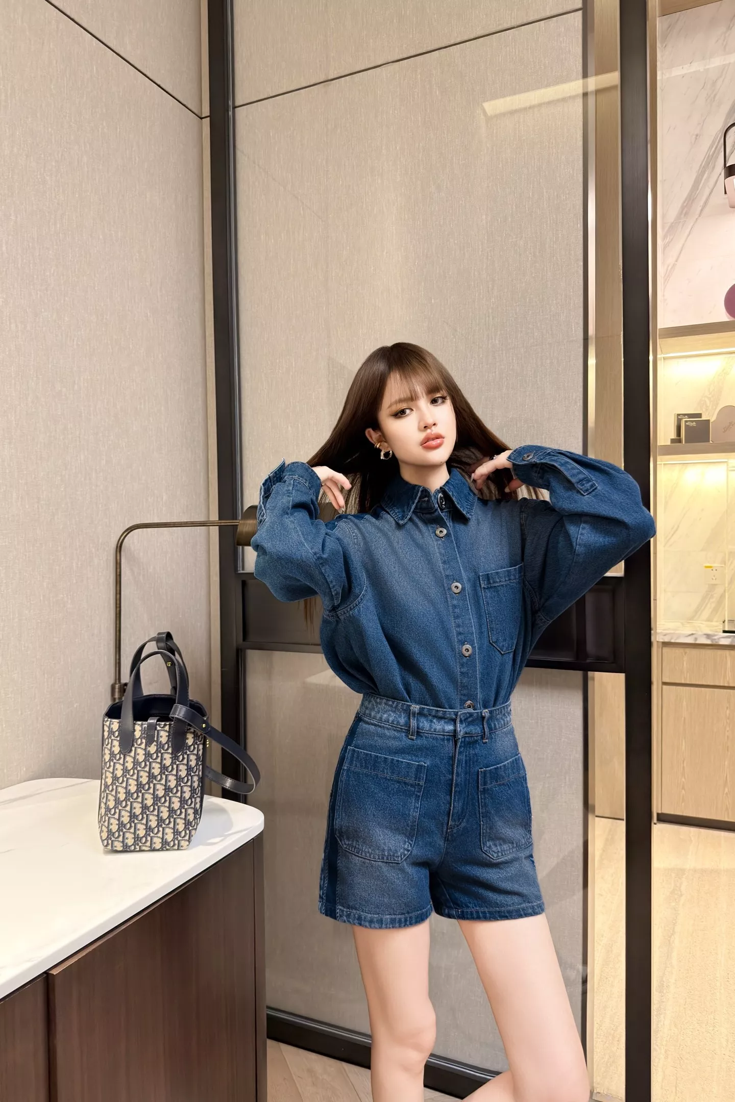 디올 워시드 코튼 카라 데님 남방 상세 이미지 38