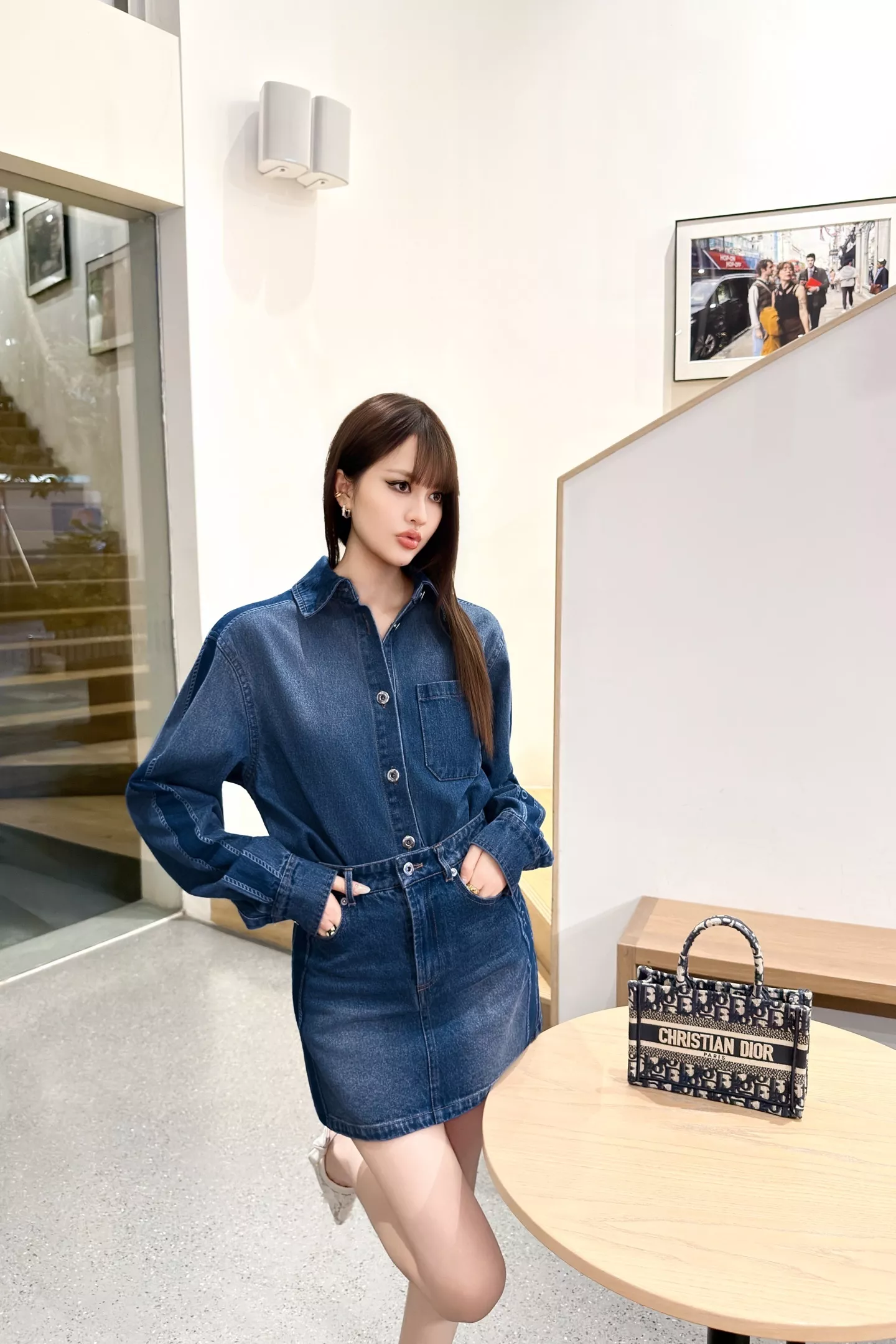 디올 워시드 코튼 카라 데님 남방 상세 이미지 29