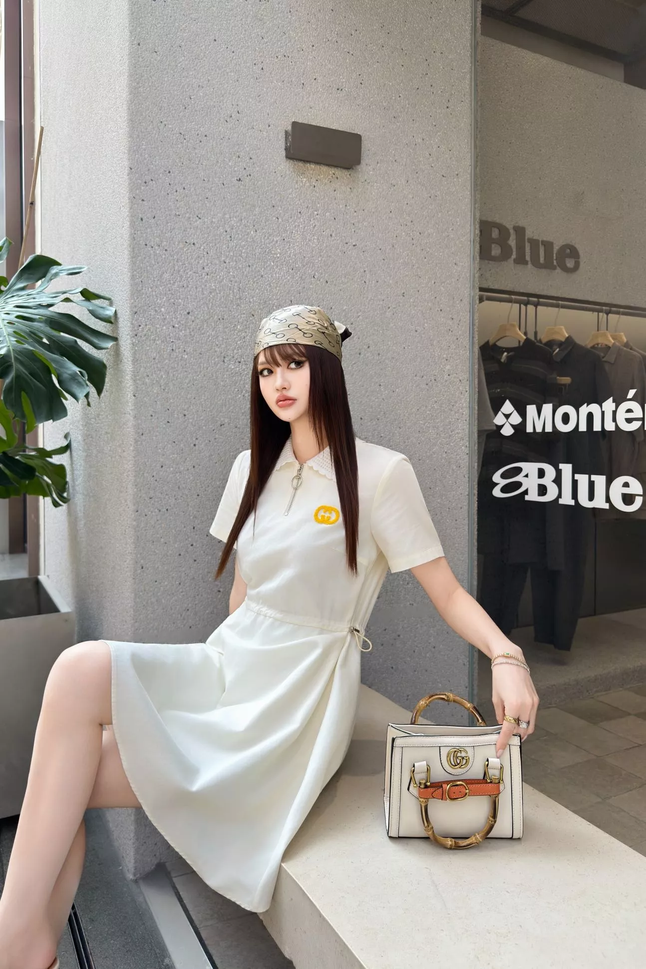 구찌 자수 포인트 세일러 칼라 드레스 상세 이미지 18