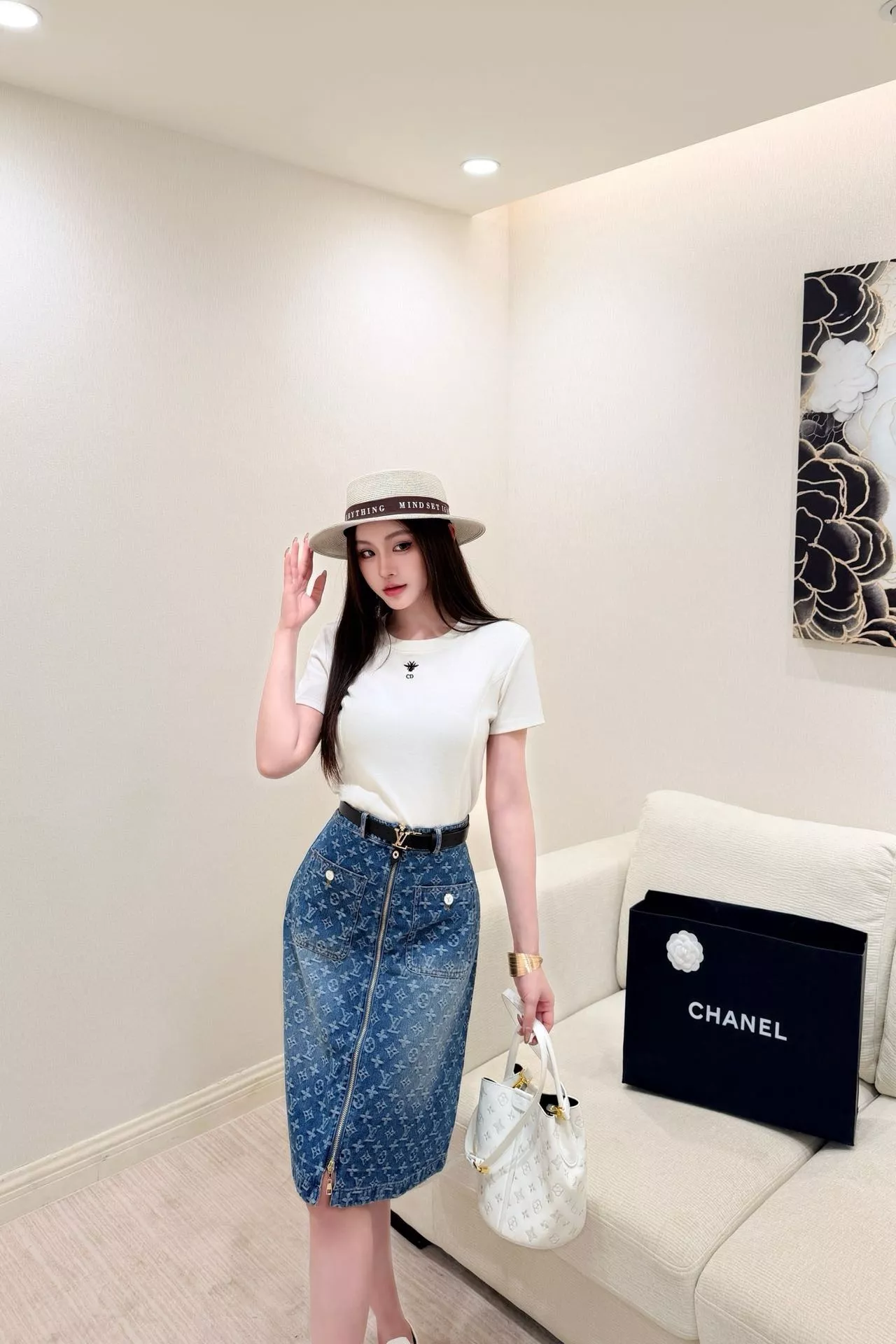 루이비통 모노그램 데님 A라인 스커트 상세 이미지 17