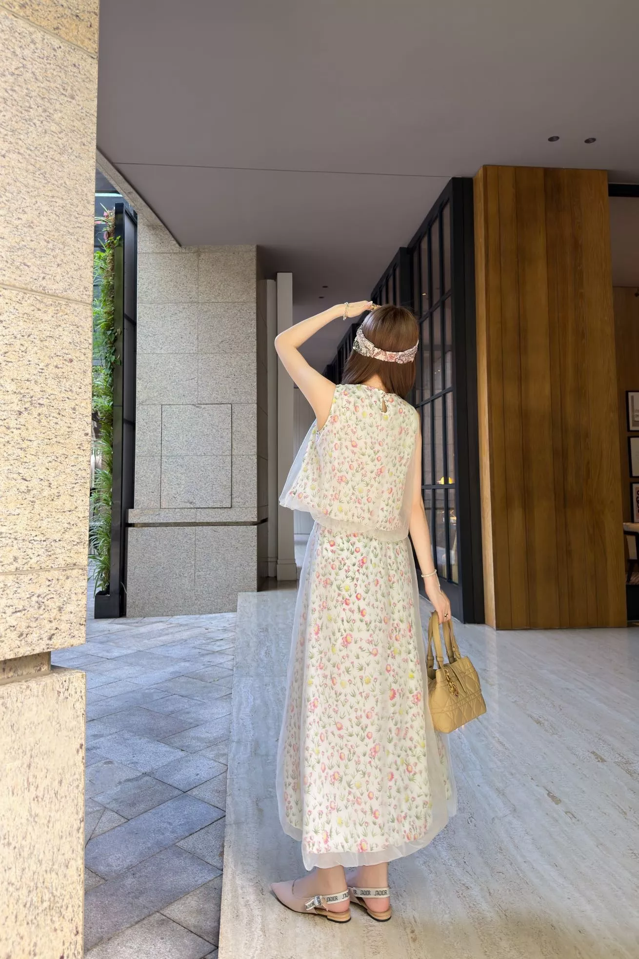 디올 플라워 패턴 슬리브리스와 스커트 조합 세트 상세 이미지 19