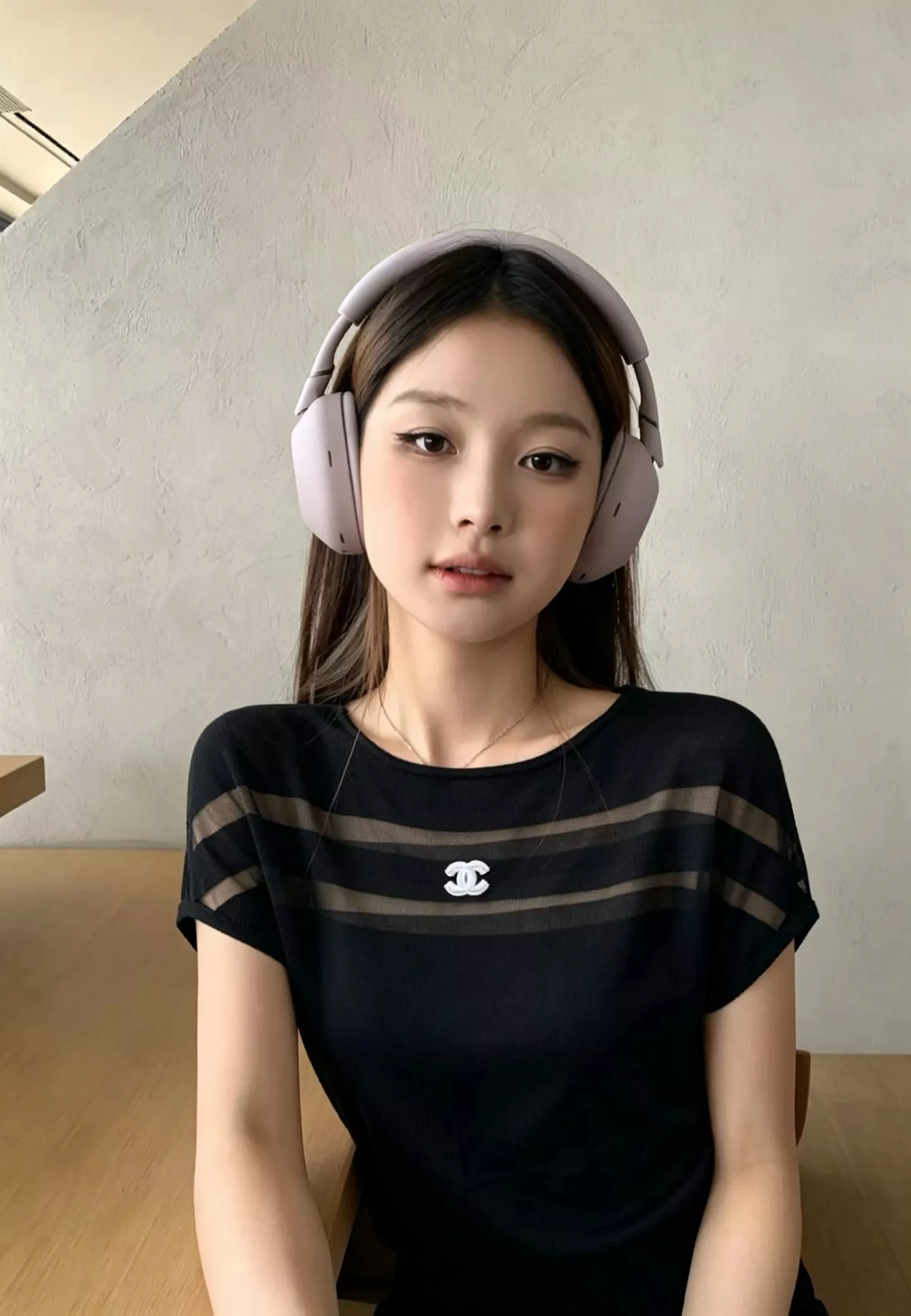 샤넬 망사 배색 포인트 니트 상의 상세 이미지 16