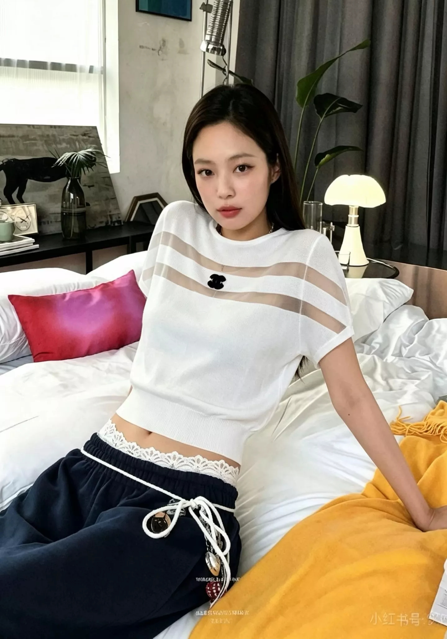 샤넬 망사 배색 포인트 니트 상의 상세 이미지 17