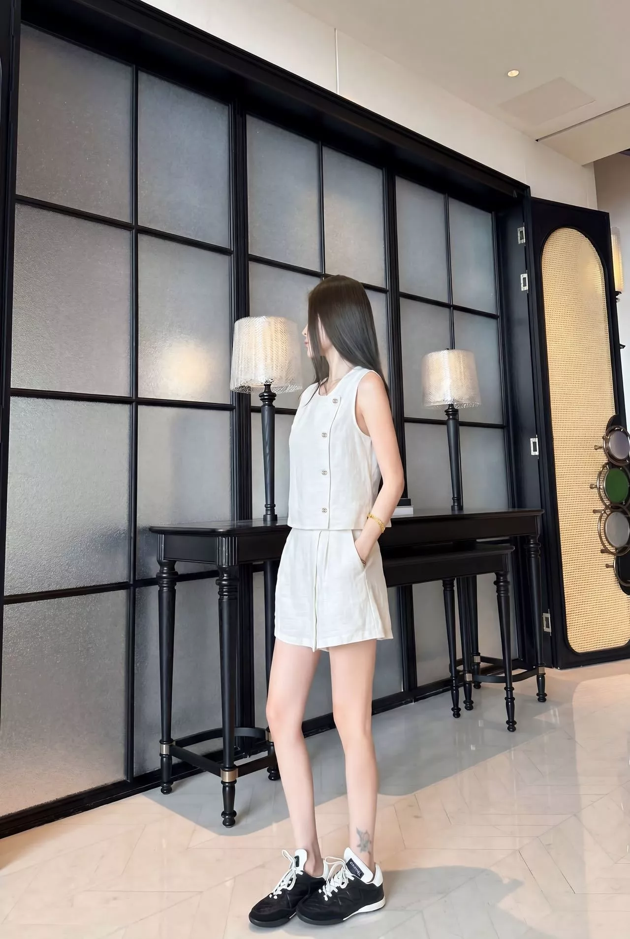 샤넬 금속 버튼 포인트 베스트와 팬츠 스커트 세트 상세 이미지 18