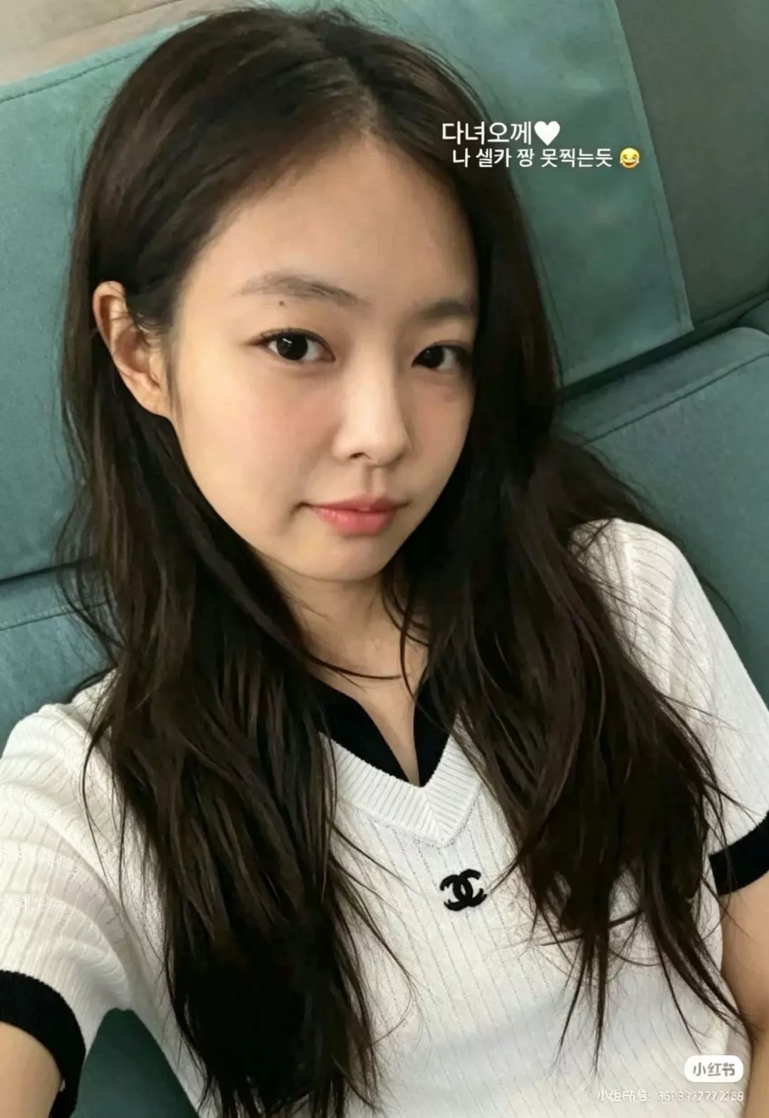 샤넬 배색 브이넥 니트 탑 상세 이미지 13