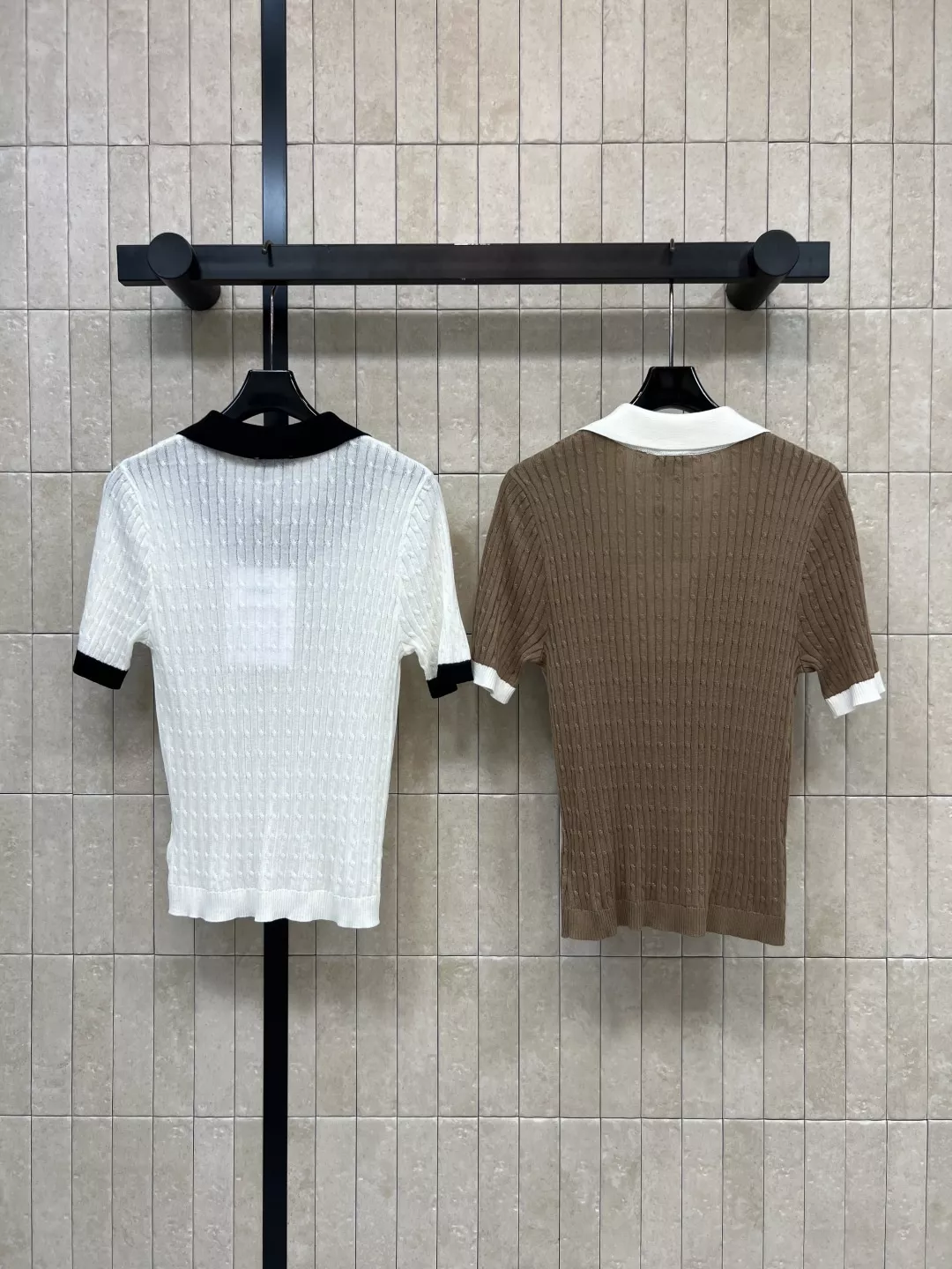 샤넬 배색 브이넥 니트 탑 상세 이미지 7
