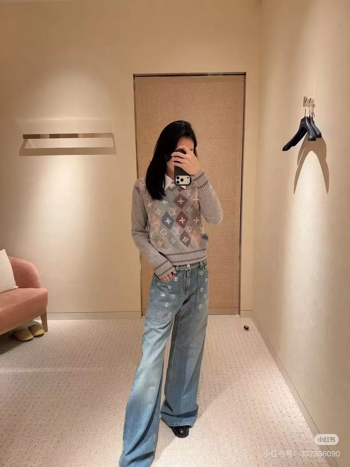 로로피아나 스팽글 로고 장식 와이드 데님 팬츠 상세 이미지 29